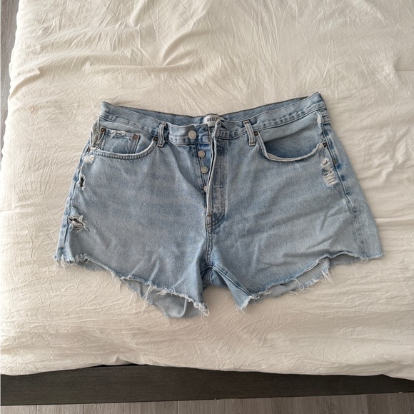 Agolde Pants - Agolde Light Blue Distressed Jean Shorts